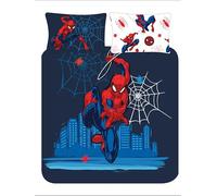 Marvel Spiderman Double Duvet Cover Bedding Set - Official Kids Polycotton Bed Linen - Reversible Spidey Blue Superhero Design with Pillowcase - UK Standard Double 200x200 cm (Double)