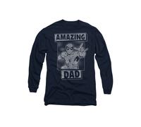 Marvel SpiderMan Father's Day Amazing Dad Mono Long Sleeve T-Shirt, Navy | Size: Large Marvel Navy L