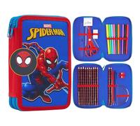 Marvel Spiderman Filled Pencil Case for Boys Stationery Set Colouring Pencils Felt Tip Pens Large Capacity Back to School Supplies Gifts for Boys (Multi)
