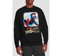 Marvel Spiderman Happy Thwipmas Christmas Window Sweatshirt, Black Black S
