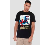 Marvel Spiderman Happy Thwipmas Christmas Window T-Shirt, Black Black 5XL