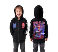 Marvel Spiderman Hoodie, Zip Up Boys Hoodie | Front, Back and Sleeve Prints, 100% Cotton, Ages 2 To 10 Years, Front Pockets, Cosy Hood, Full Zip