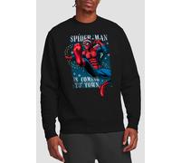 Marvel Spiderman Is Coming To Town Sweatshirt, Black Black L