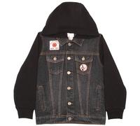 Marvel Spiderman Jean Jacket with Hoodie Spider-Man Miles Morales Denim Jacket for Little and Big Kid Boys Fashion Jacket (Black and Gray Size 10/12)