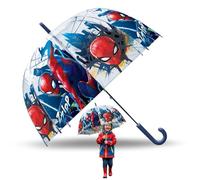 Marvel Spiderman Kids Transparent Dome Umbrella 75cm PVC Rain Brolly for Boys Girls Lightweight Windproof Waterproof School Travel J Handle