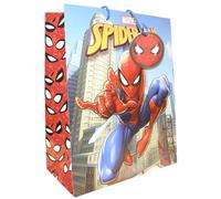 Marvel Spiderman Large Gift Bag with Tag 33cm x 26.5cm - UK Made 100% Recyclable for Birthdays, Celebrations & Other Events