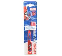 Marvel Spiderman Little Teeth Toothbrush for Kids with Protection Cap, Soft Rounded Bristles, Comfortable Handle Grip and Suction Cup for Upright Storage for Children Ages 3+