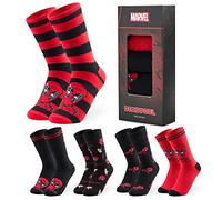 Marvel Spiderman Mens Socks 5 Pack Gifts for Men Teens Calf Length Socks Avengers Iron Man Thor Breathable Sports Casual Work (6.5/9.5 UK, Red/Black)