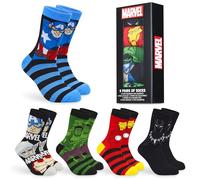 Marvel Spiderman Mens Socks 5 Pack Gifts for Men Teens Calf Length Socks Avengers Iron Man Thor Breathable Sports Casual Work (6.5/10.5 UK, Blue Multi)