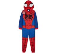 Marvel Spiderman Onesie for Boys, All in One Fleece Pyjamas, Hooded Jumpsuit Loungewear, Cosy Warm Nightwear, Gifts for Boys (11-12 Years, Blue/Red)