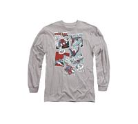 Marvel SpiderMan Panel Collage Long Sleeve T-Shirt, Athletic Heather in Light Grey | Size: Large Marvel Light Grey L