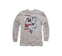 Marvel SpiderMan Panel Collage Long Sleeve T-Shirt, Athletic Heather in Light Grey | Size: Small Marvel Light Grey S