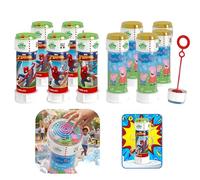 Marvel Spiderman & Peppa Pig Bubble Solution Tubs Pack of 8, Eco-Friendly Materials 60ml with Lid Maze Game, Eco-Friendly Materials, Toddler Summer Outside Toys Gift for Kids