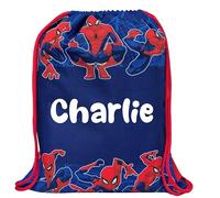 Marvel Spiderman Personalised Boys Drawstring Bag School PE Gym Swimming