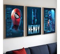 Marvel Spiderman Personalised Poster Set of 3 Wall Prints Kids - Size A2