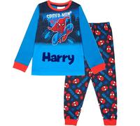 Marvel Spiderman Personalised Pyjama for Kids Long Sleeve Winter Pyjama Soft and Comfortable Gift for Boys PJ Set Age 5/6 Blue