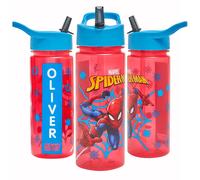 Marvel SpiderMan Personalised Sticker Water Bottle with Straw 500ml - Offic