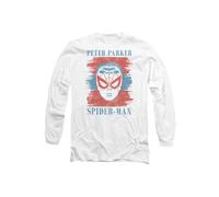 Marvel SpiderMan Peter Parker Stripes Long Sleeve T-Shirt, White | Size: XL Marvel White XL