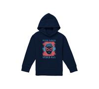 Marvel Spiderman Peter Parker Stripes Youth Kids Pull-Over Hoodie, Navy Marvel Navy 5-6 Years
