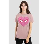 Marvel Women's Spiderman Pink Heart T-Shirt, Powder Rose | Size: Medium Marvel Rose M