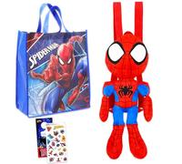 Marvel Spiderman Plushie Doll and Tote Bag Travel Set for Kids - Bundle with 18" Spidey Plush Doll with Carrying Straps, Tote Bag, and More | Spiderman Travel Gift for Boys, Girls