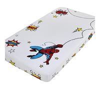 Marvel Spiderman Red, White, Blue, and Yellow Stars and Lightning Photo Op Fitted Crib Sheet