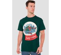 Marvel Spiderman Retro New York Happy Holidays T-Shirt, Hunter Green Green