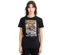 Marvel Spiderman Retro Tarantula Cover Ladies T Shirt, Black, XX-Large