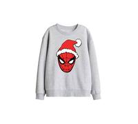 Marvel Spiderman Santa Hat Kids Sweatshirt, Athletic Heather in Light Grey | Size: 5-6 Years Marvel Light Grey 5-6 Years
