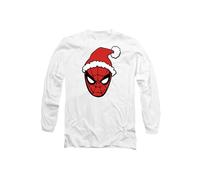 Marvel Spiderman Santa Hat Long Sleeve T-Shirt, White White M