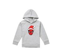 Marvel Spiderman Santa Hat Youth Kids Pull-Over Hoodie, Athletic Heather in Grey | Size: 9-11 Years Marvel Grey 9-11 Years