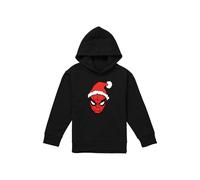 Marvel Spiderman Santa Hat Youth Kids Pull-Over Hoodie, Black | Size: 5-6 Years Marvel Black 5-6 Years