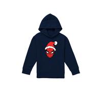 Marvel Spiderman Santa Hat Youth Kids Pull-Over Hoodie, Navy | Size: 12-13 Years Marvel Navy 12-13 Years