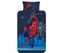 Marvel Spiderman Single Duvet Cover Bedding Set - Official Kids Polycotton Bed Linen - Reversible Blue Spidey Superhero Design with Pillowcase - UK Standard Single 135x200 cm (Single)
