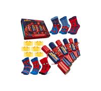 Disney Stitch Christmas Crackers Set of 6 with Socks Inside One Size Crew Socks Minnie Mouse Women Teenagers Kids Gifts (Red Spiderman - Kid)