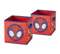 Marvel Spiderman Storage Bins,10" Collapsible Fabric Cubes, Pack of 2,Kids Organizer, Nursery & Bedroom Decorative Storage Boxes with Handles