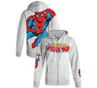 Marvel Spiderman Sweatshirt for Women - Graphic Full Zip Hoodies for Women with Front Pockets - Fashion Graphic Sweatshirts, Heather Grey Spider-man, Medium