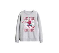 Marvel Spiderman Valentine'S Day Stick Together Kids Sweat, Athl Heather in Light Grey | Size: 5-6 Years Marvel Light Grey 5-6 Years