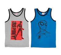 Marvel Spiderman Vest for Boys Children's Tank Top Shirt Underwear Grey / Blue (Pack of 2), multicoloured, 122/128 cm