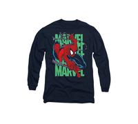 Marvel SpiderMan Wall Crawling Long Sleeve T-Shirt, Navy | Size: Large Marvel Navy L