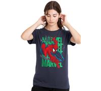 Spider-Man Wall Crawling Ladies T Shirt, Deep Navy, Medium