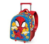 Marvel Spiderman Web Out-Small 3D Backpack with Wheels, Blue, 26 x 34 cm, Capacity 7 L