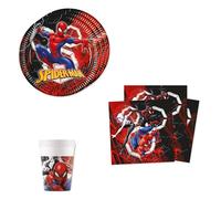 Marvel Spiderman World of Webs Tableware XL Party Set for 16 Guests (52pc)