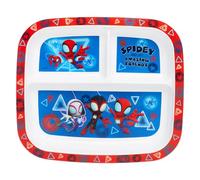 Marvel Spidey and Friends Polypropylene Divided Plate, 3-Section Kids Dinnerware, Red, White, Blue