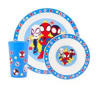 Marvel Spidey and His Amazing Friends 3 Piece Dinnerware Set, Includes Plate Bowl and Tumbler, Blue, Polypropylene, Dishwasher and Microwave Safe, 36 Months Plus
