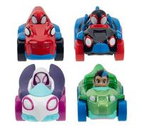 MARVEL Spidey and His Amazing Friends Amazing Metals 4 Pack - Four 3-Inch Die-Cast Dino-Webs Vehicles with Built-In-Characters