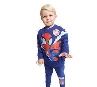 Marvel Spidey and His Amazing Friends Boys Jogger Set - Official Navy Sweatshirt & Cuffed Joggers, Cotton-Rich Toddler Tracksuit, Spiderman Clothes Toddler, Ages 1-5 Years
