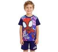 Marvel Spidey and His Amazing Friends Boys Pyjama Set, Half-Sleeve T-shirt & Short Pj Bottoms, Soft Kids Nightwear Clothes (4-5 Years, Red/Navy Spidey, 1 Pck)