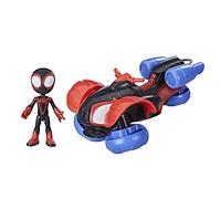 Marvel Spidey and His Amazing Friends Change 'N Go Techno-Racer and 4-Inch Miles Morales: Spider-Man Action Figure, 2 in 1 Vehicle, for Kids Ages 3 and Up, Frustration Free Packaging