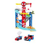 MARVEL Spidey and His Amazing Friends Construction Zone Chaos Track Set - 2-Foot High Dual Race Track with Zip Line, Play Zones, and Exclusive Vehicles